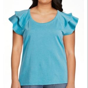 Time and Tru Women's Flutter Sleeve Crew Neck Tee- Size XL (16-18)